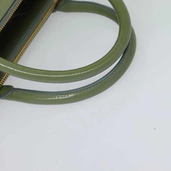 PRADA Galleria Hand Bag Safiano leather 2way Green Gold Auth - Picture 8 of 16